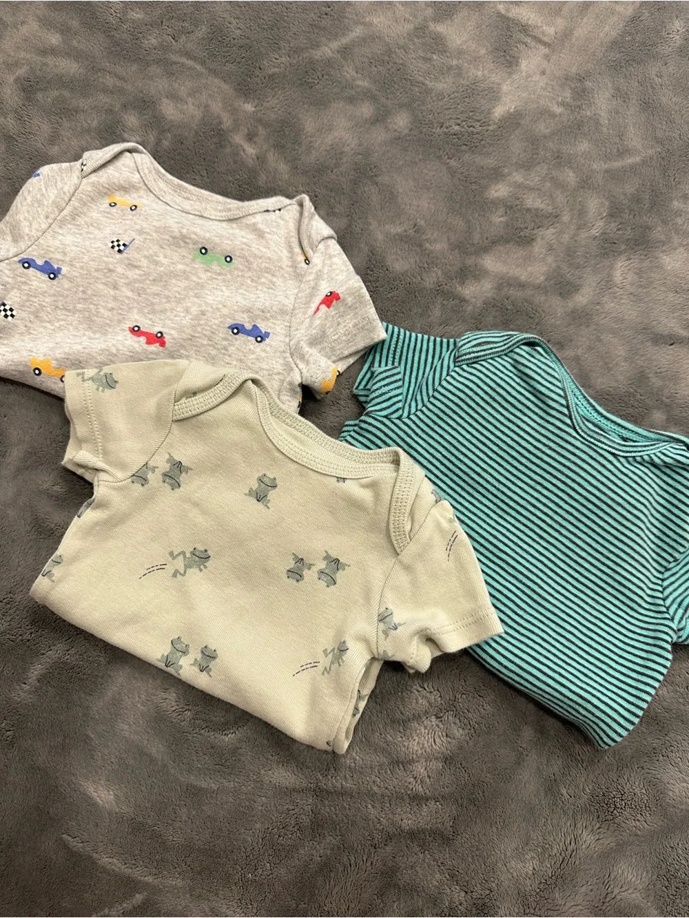 Unbranded Kids Short-Sleeve Bodysuit Trio - Green, Gray, Teal